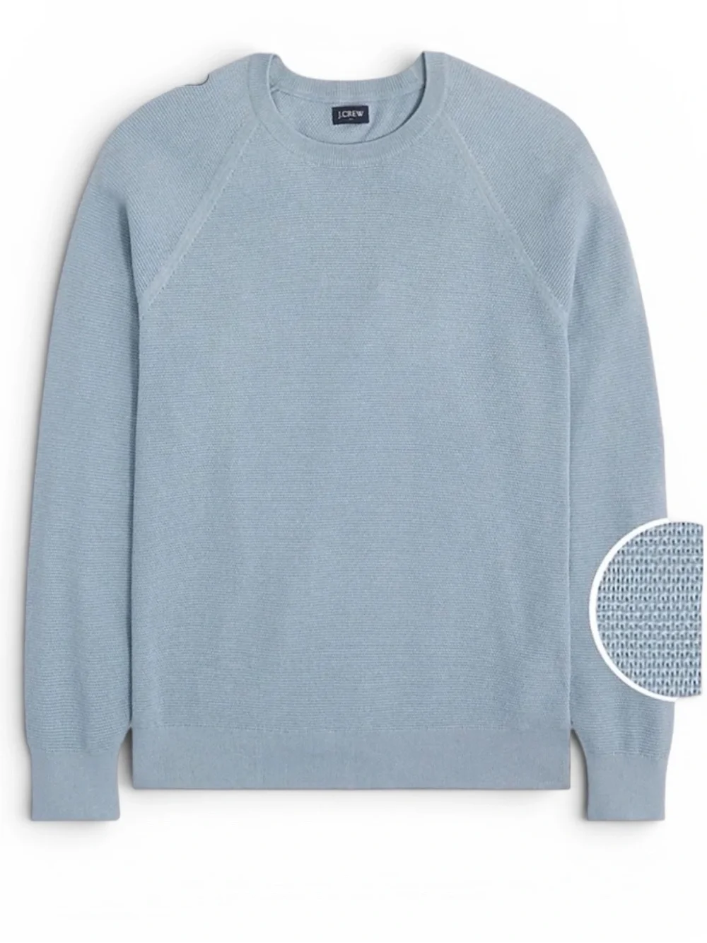J.Crew Textured Cotton Crewneck Sweater Heather Light Blue NWT Size Large Knit
